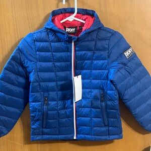 DKNY Sport Blue Puffer Jacket Boys Size 7 NWT